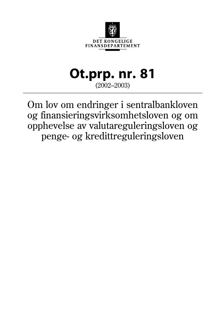 Forsiden av dokumentet Ot.prp. nr. 81 (2002-2003)