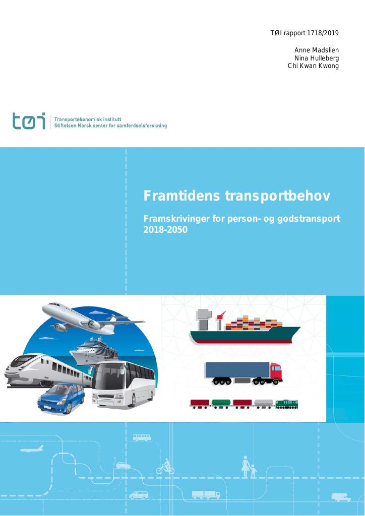 Forsiden av dokumentet Framtidens transportbehov : Framskrivinger for person- og godstransport 2018-2050