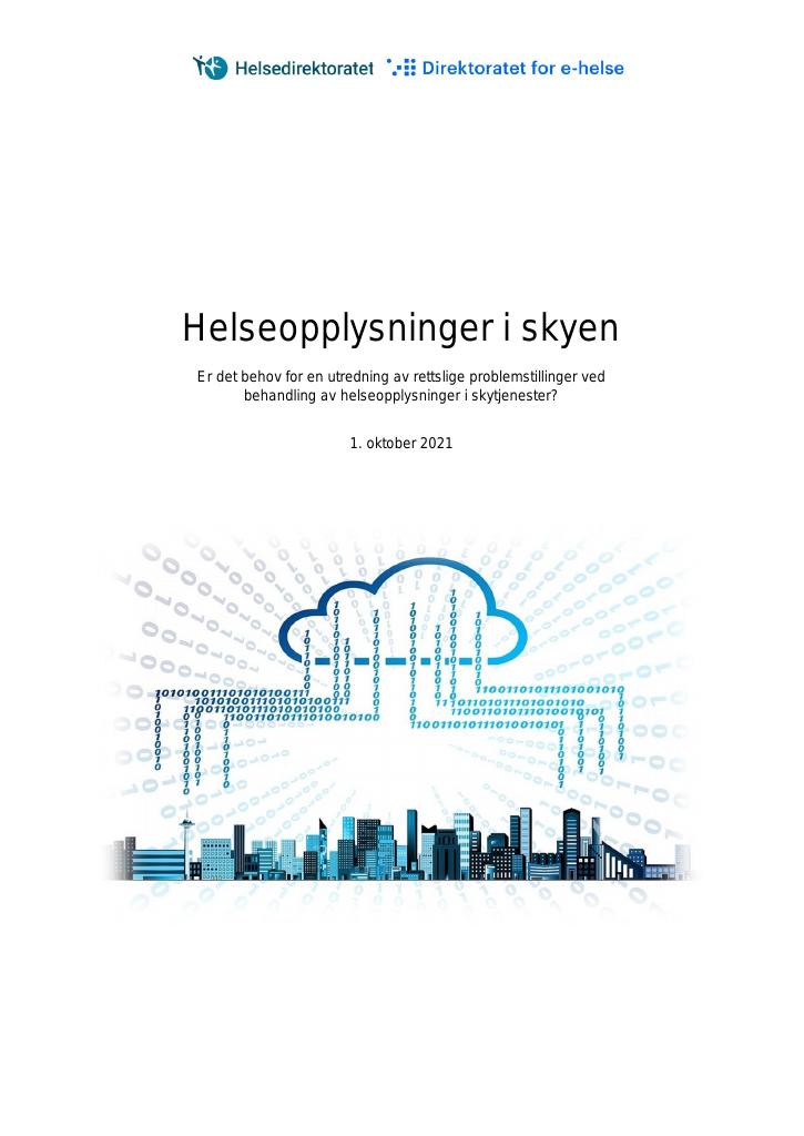 Forsiden av dokumentet Helseopplysninger i skyen - ny