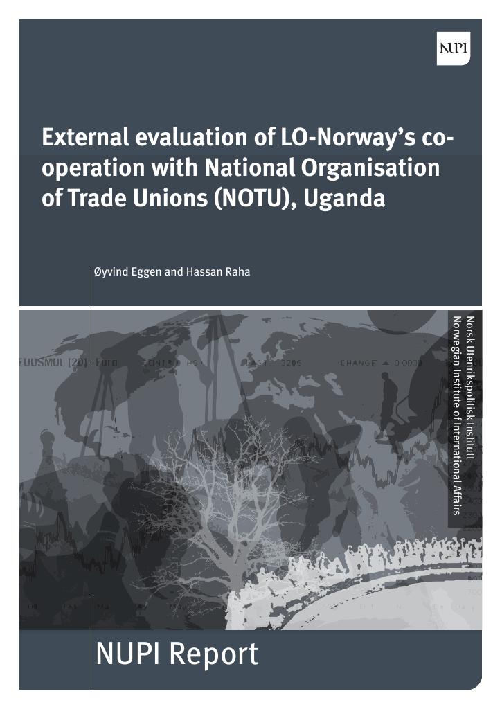 Forsiden av dokumentet External evaluation of LO-Norway’s cooperation with National Organisation of Trade Unions, (NOTU), Uganda