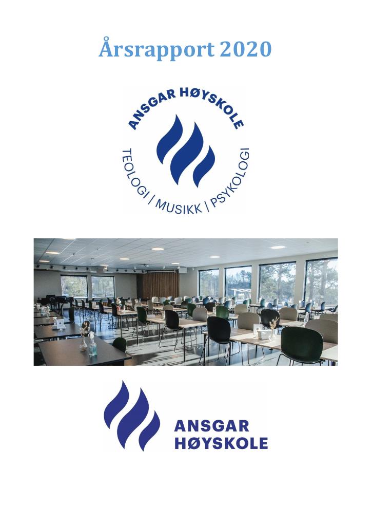 Forsiden av dokumentet Årsrapport Ansgar høyskole 2020