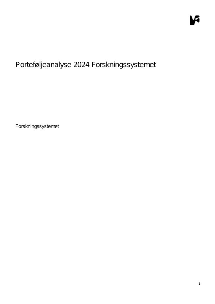 Forsiden av dokumentet Porteføljeanalyse Forskningssystemet 2024