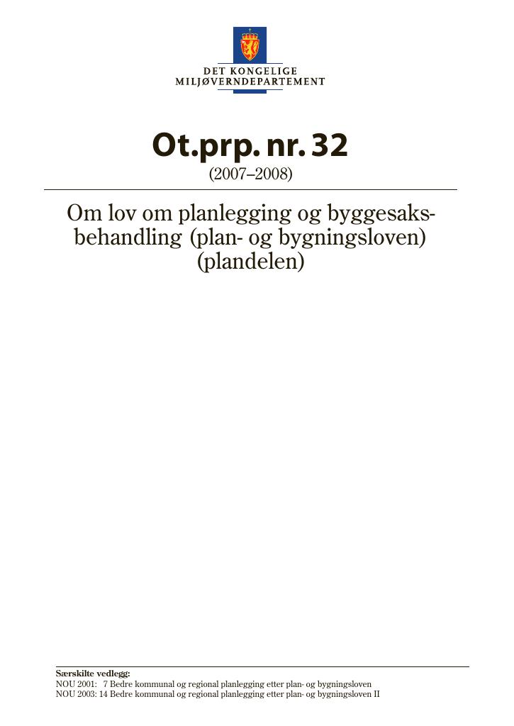 Forsiden av dokumentet Ot.prp. nr. 32 (2007-2008)