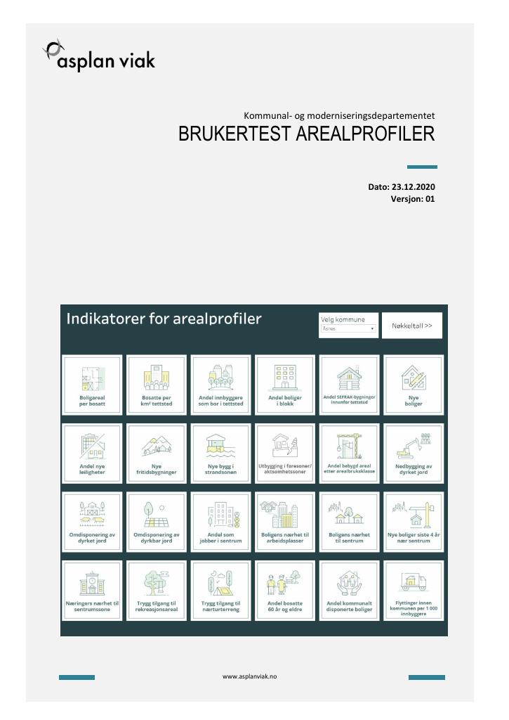 Forsiden av dokumentet Brukertest av arealprofiler