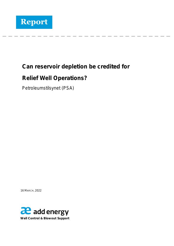 Forsiden av dokumentet Can reservoir depletion be credited for Relief Well Operations?