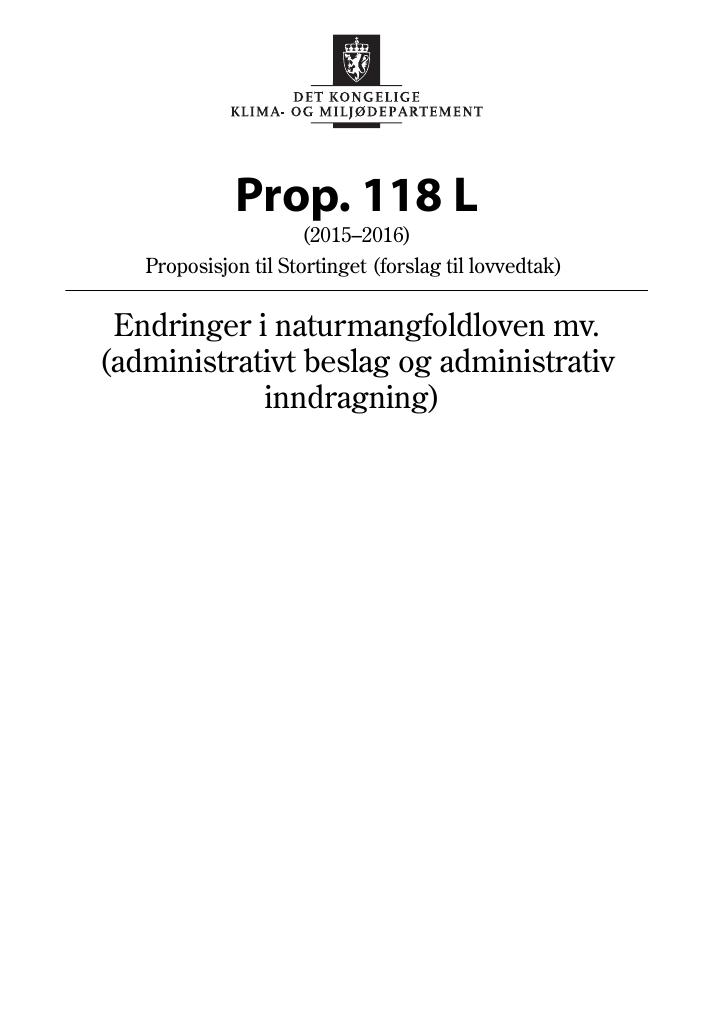 Forsiden av dokumentet Prop. 118 L (2015–2016)