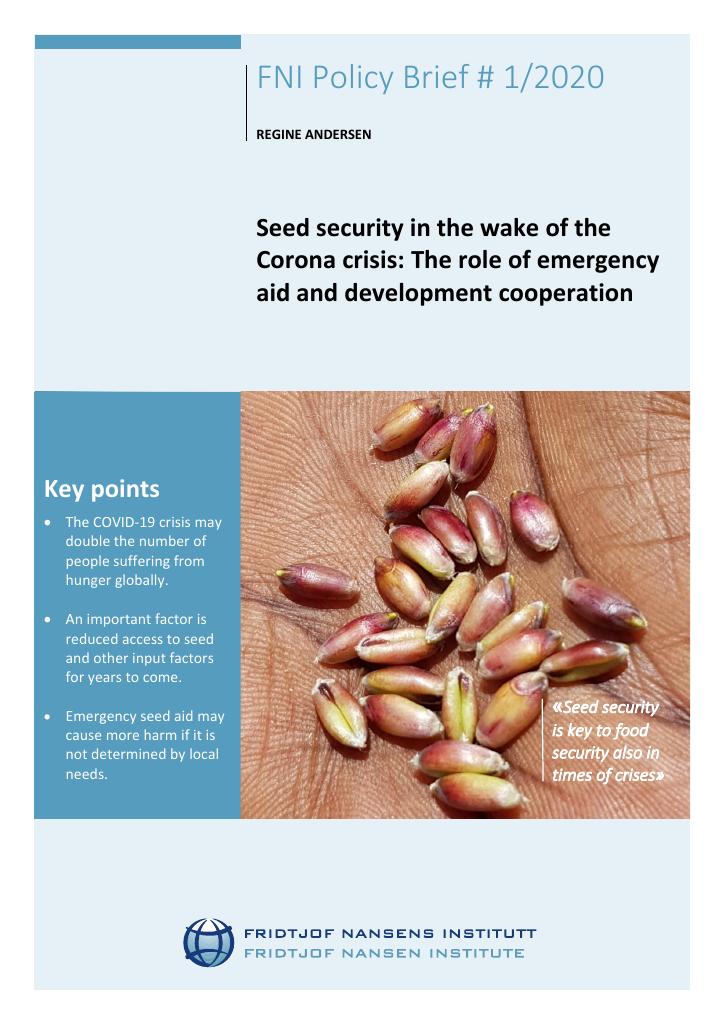 Forsiden av dokumentet Seed security in the wake of the Corona crisis: The role of emergency aid and development cooperation