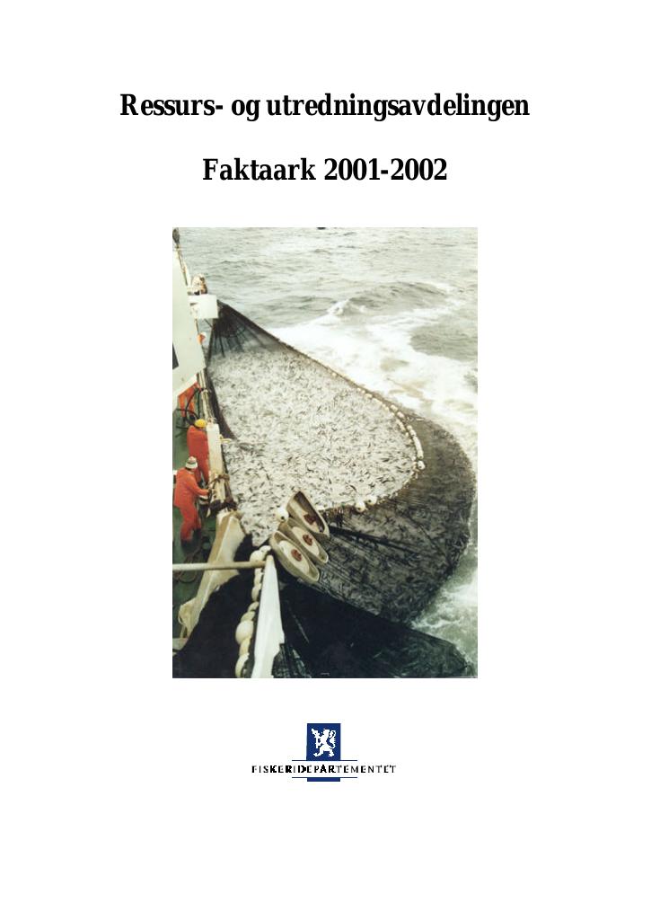 Forsiden av dokumentet Ressurs- og utredningsavdelingen - Faktaark 2001-2002
