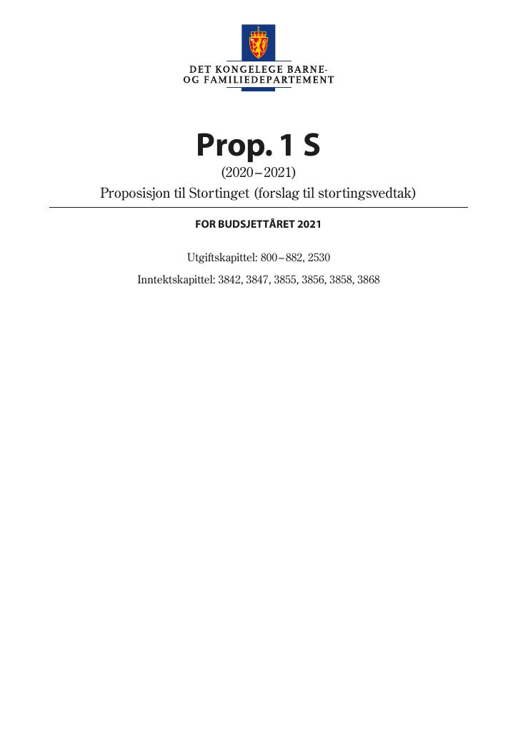 Forsiden av dokumentet Prop. 1 S (2020–2021)