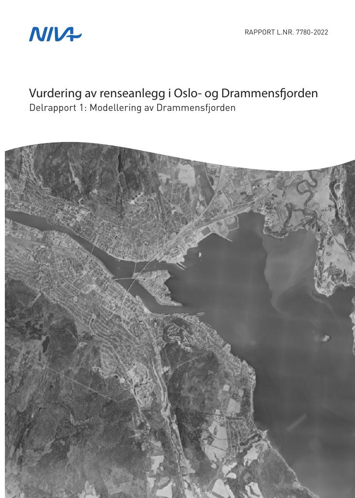 Forsiden av dokumentet Vurdering av renseanlegg i Oslo- og Drammensfjorden : Delrapport 1: Modellering av Drammensfjorden