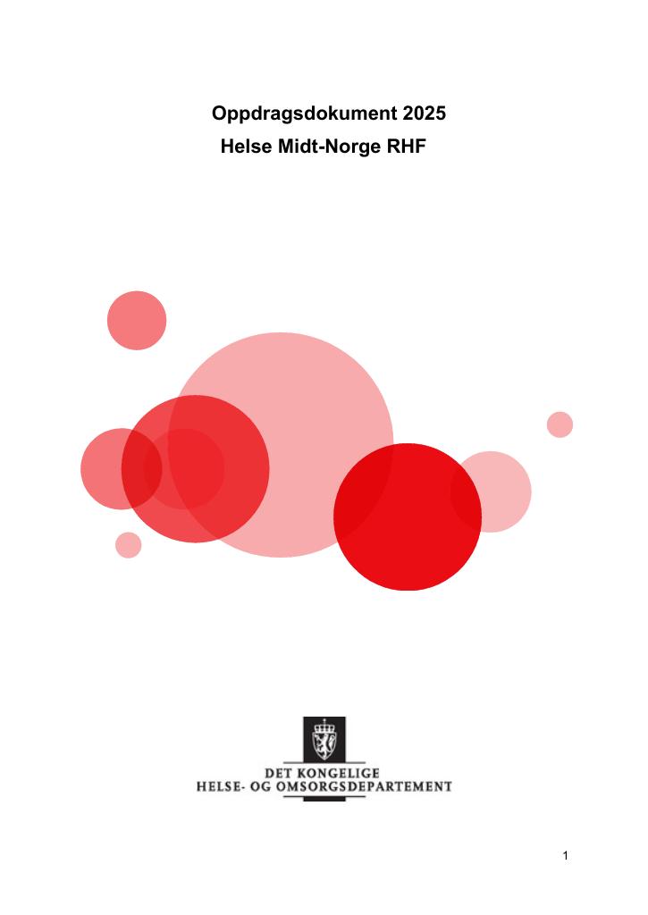 Forsiden av dokumentet Oppdragsdokument Helse Midt-Norge RHF 2025