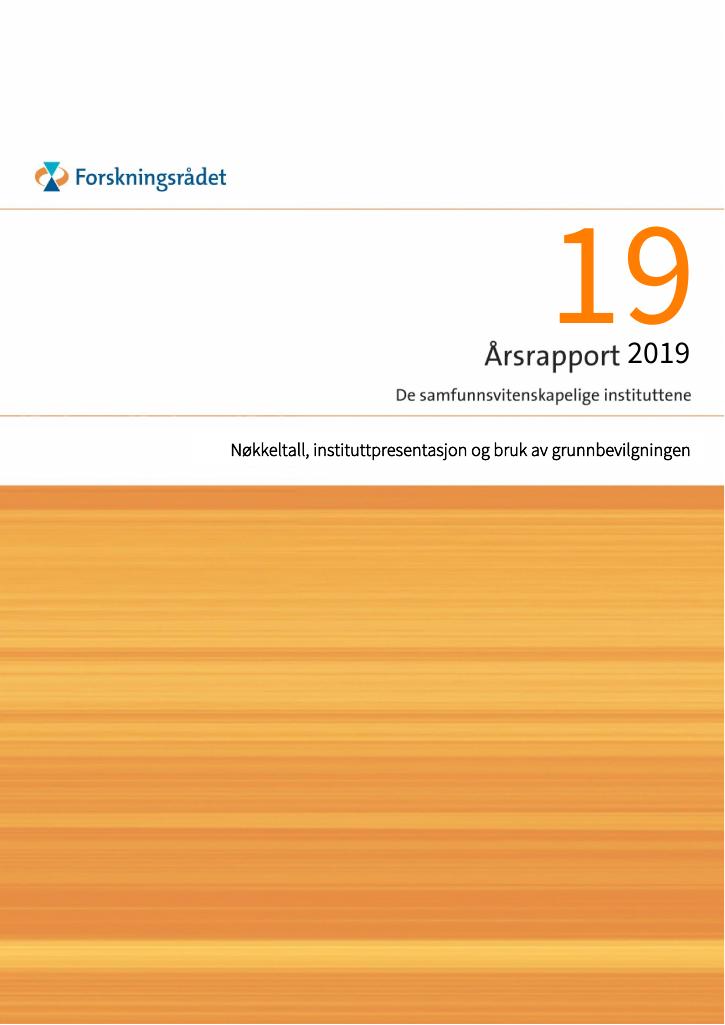 Forsiden av dokumentet Årsrapport De samfunnsvitenskapelige instituttene 2019