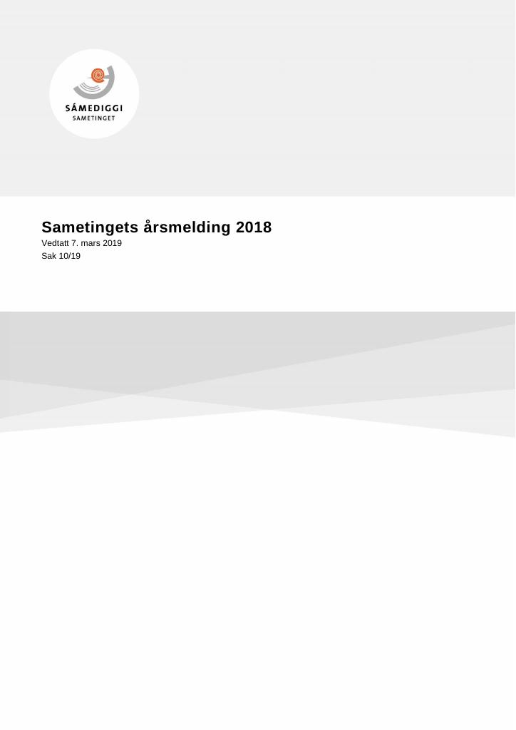 Forsiden av dokumentet Årsrapport Sametinget 2018