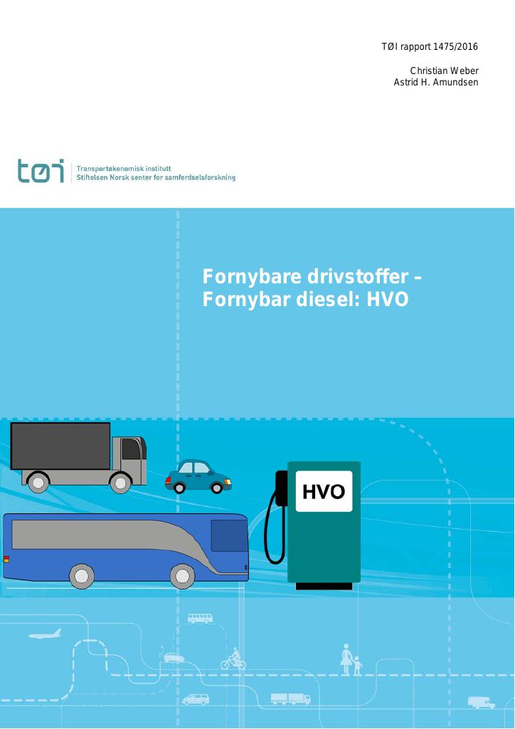 Forsiden av dokumentet Fornybare drivstoffer – Fornybar diesel: HVO