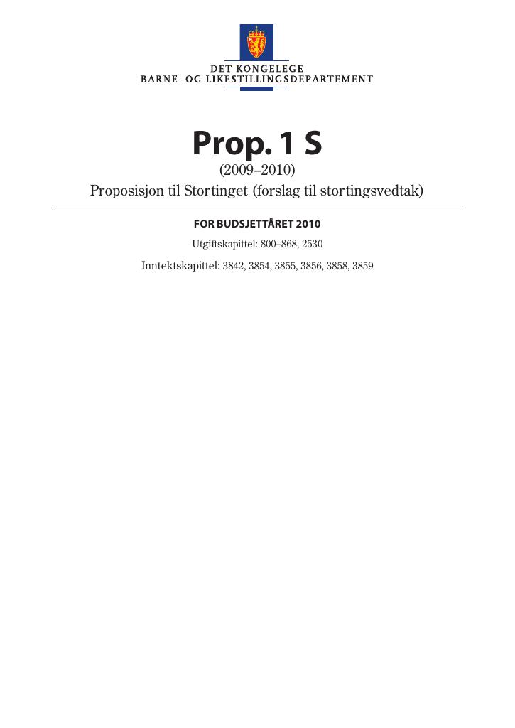 Forsiden av dokumentet Prop. 1 S (2009–2010)