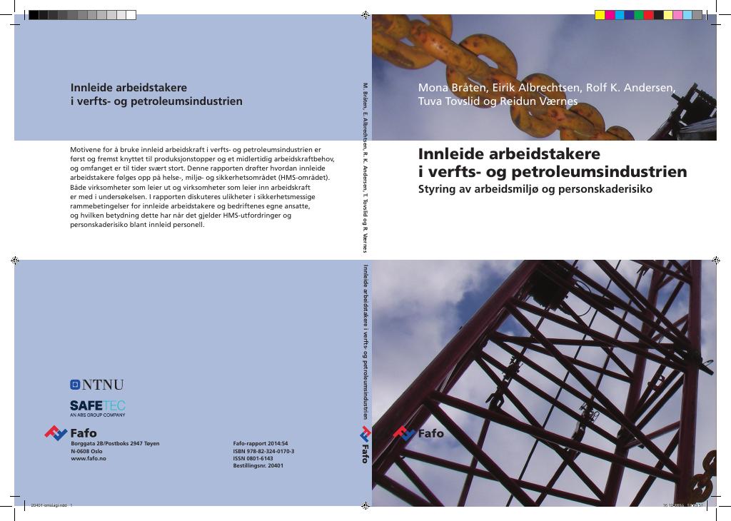 Forsiden av dokumentet Innleide arbeidstakere 
i verfts- og petroleumsindustrien