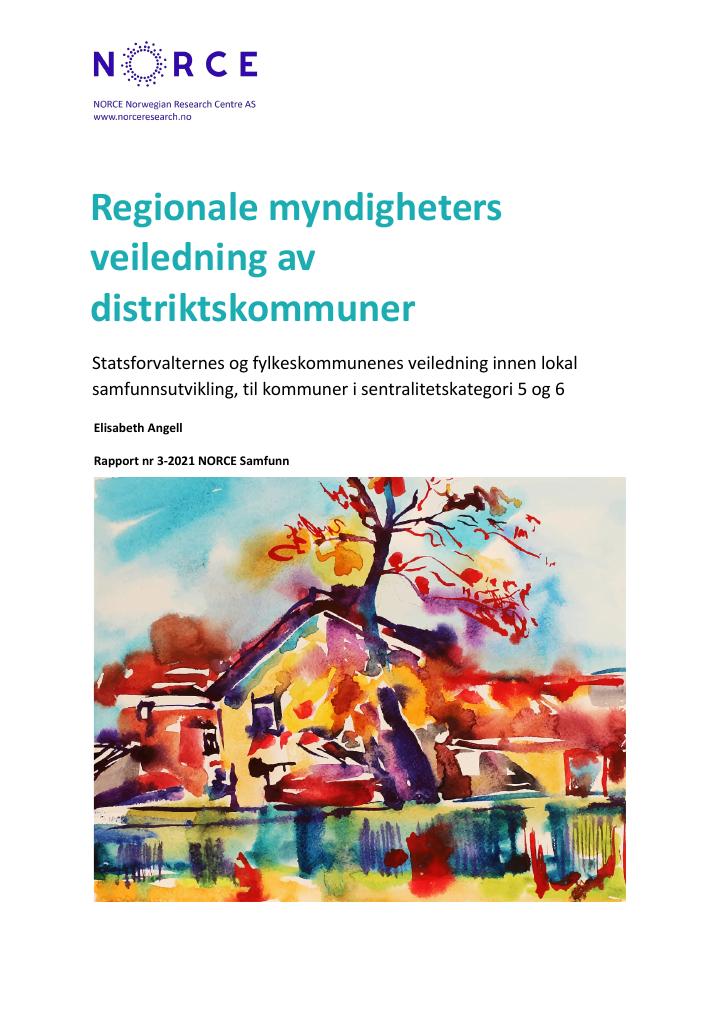 Forsiden av dokumentet Regionale myndigheters veiledning av distriktskommuner