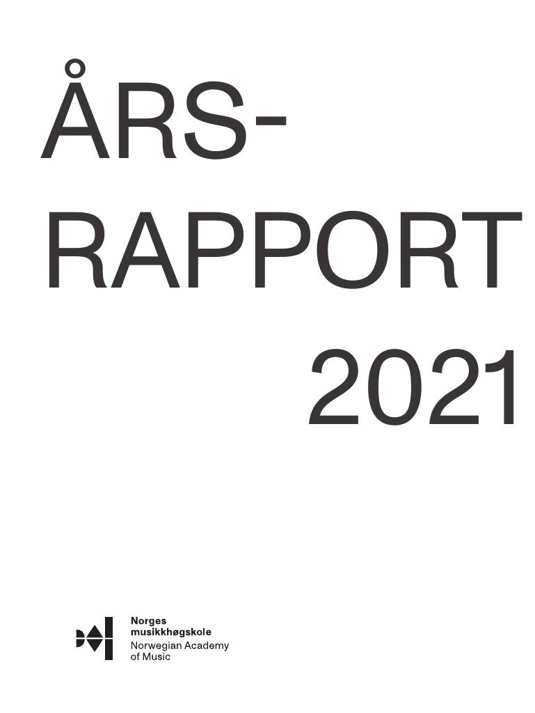 Forsiden av dokumentet Årsrapport Norges musikkhøgskole 2021