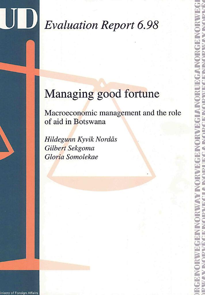 Forsiden av dokumentet Managing good fortune: Macroeconomic management and the role of aid in Botswana