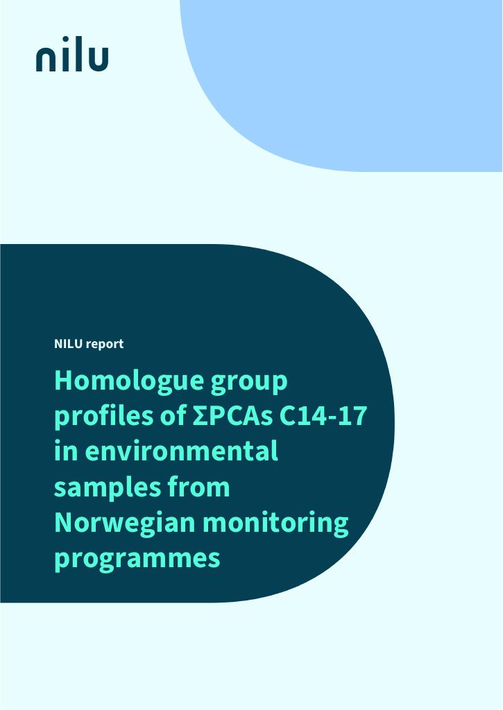 Forsiden av dokumentet Homologue group profiles of ΣPCAs C14-17 in environmental samples from Norwegian monitoring programmes : M-2725