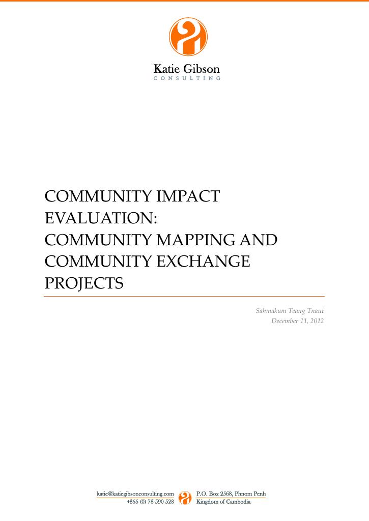 Forsiden av dokumentet Final Community Impact Evaluation: Community Mapping and Community Exchanges Projects