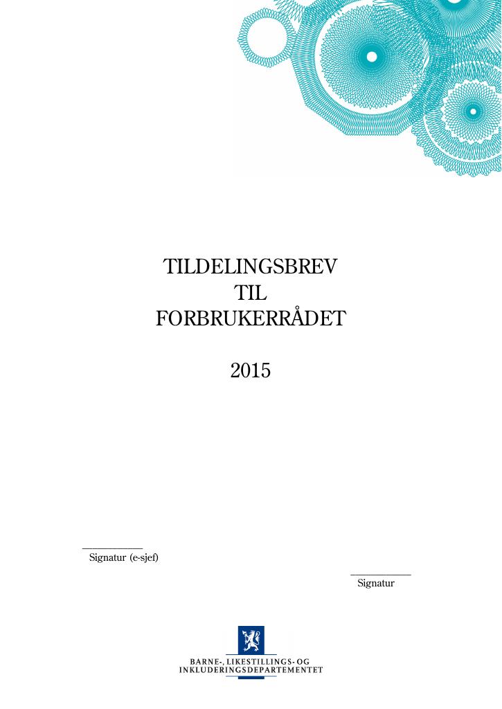 Forsiden av dokumentet Tildelingsbrev 2015