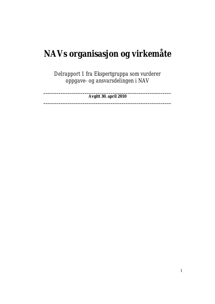 Forsiden av dokumentet NAVs organisasjon og virkemåte