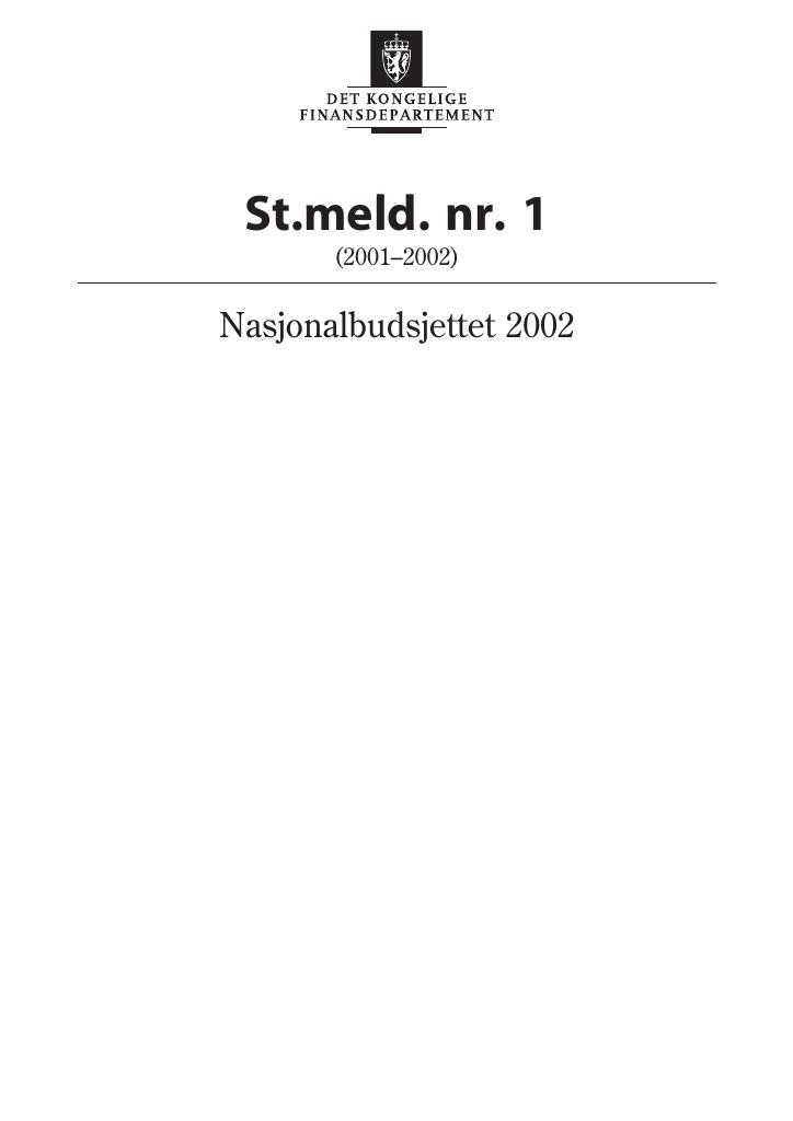 Forsiden av dokumentet St.meld. nr. 1 (2001-2002)