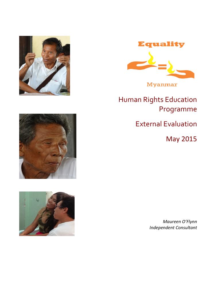 Forsiden av dokumentet Equality Myanmar Human Rights Education Programme External Evaluation