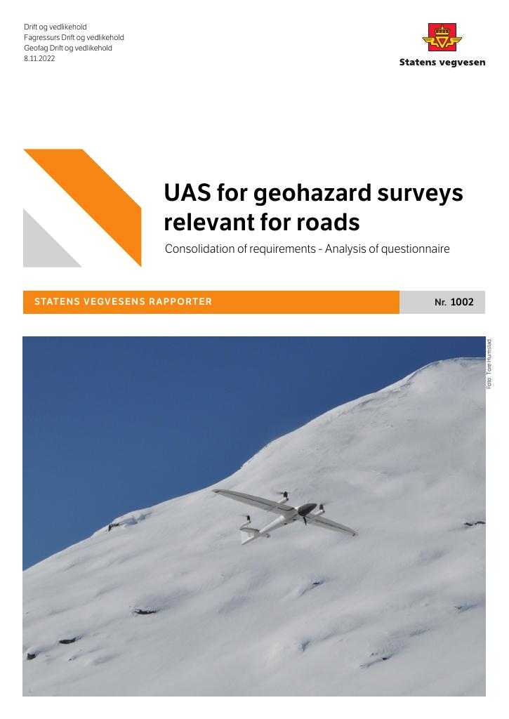 Forsiden av dokumentet UAS for geohazard surveys relevant for roads