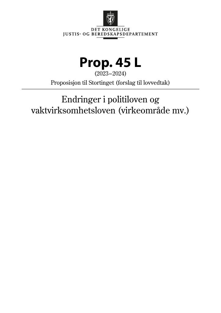 Forsiden av dokumentet Prop. 45 L (2023–2024)