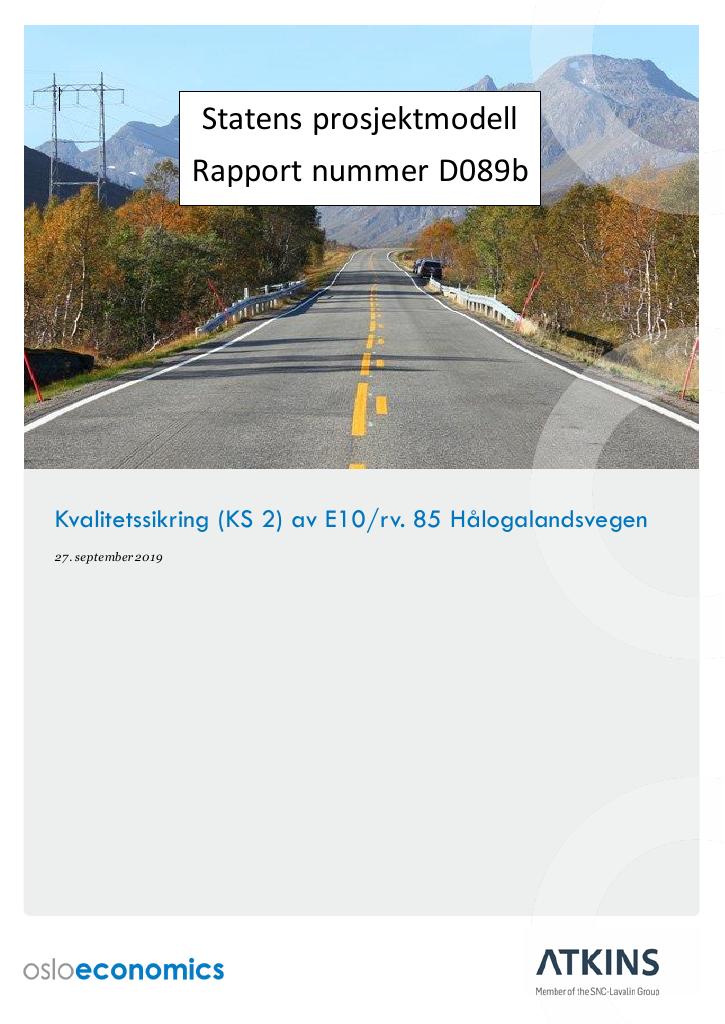 Forsiden av dokumentet E10/rv85 Hålogalandsvegen