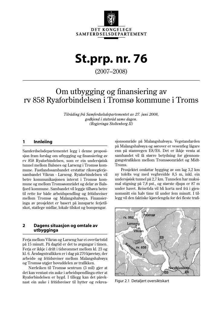 Forsiden av dokumentet St.prp. nr. 76 (2007-2008)