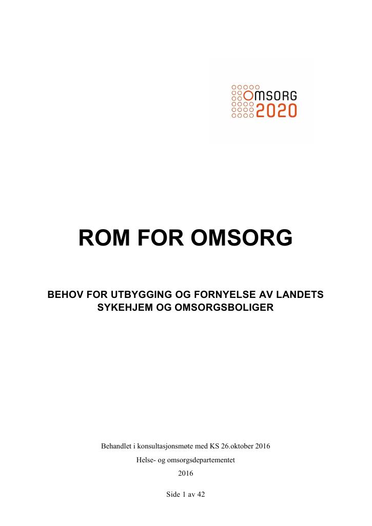Forsiden av dokumentet Rom for omsorg
