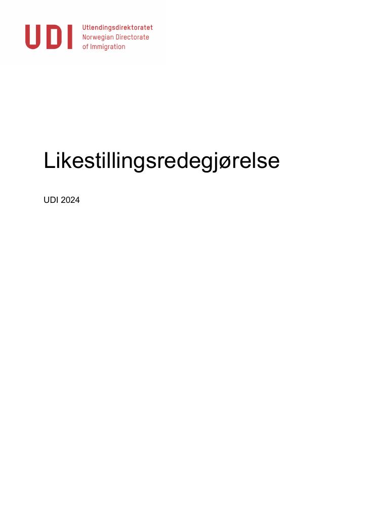 Forsiden av dokumentet Likestillingsredegjørelse UDI 2024