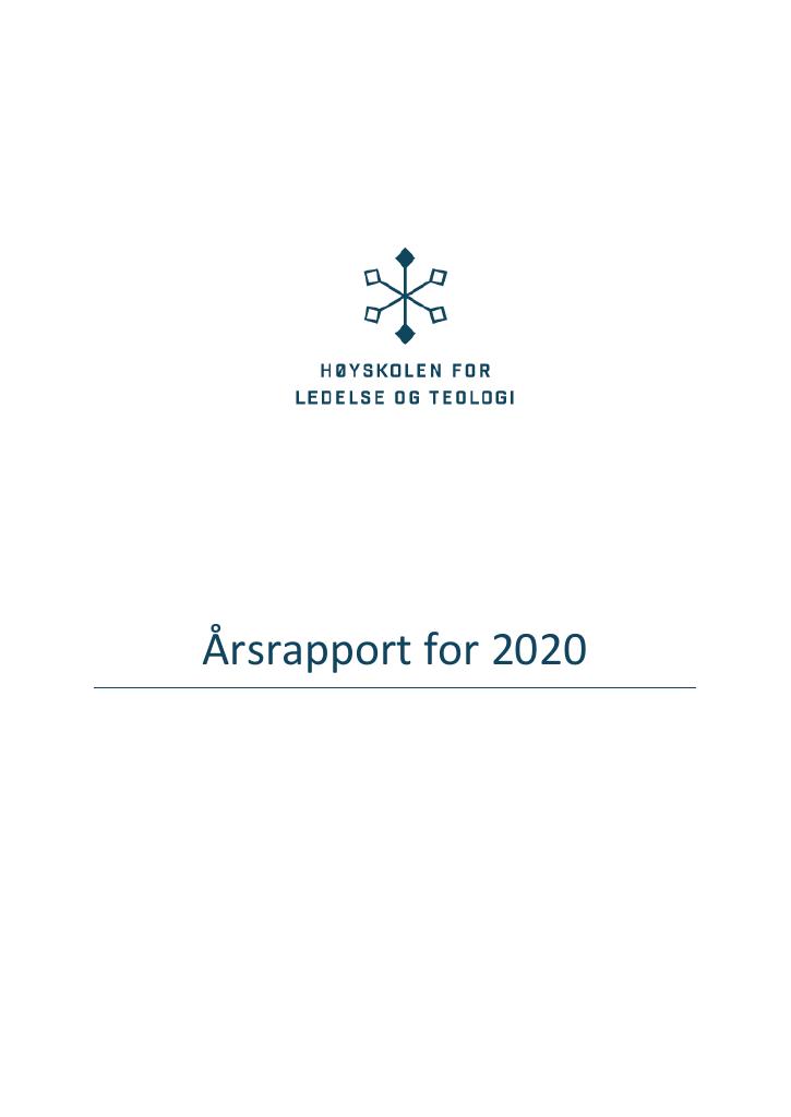 Forsiden av dokumentet Årsrapport Høyskolen for ledelse og teologi 2020