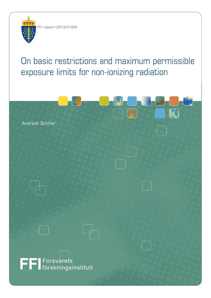 Forsiden av dokumentet On basic restrictions and maximum permissible exposure limits for non-ionizing radioation