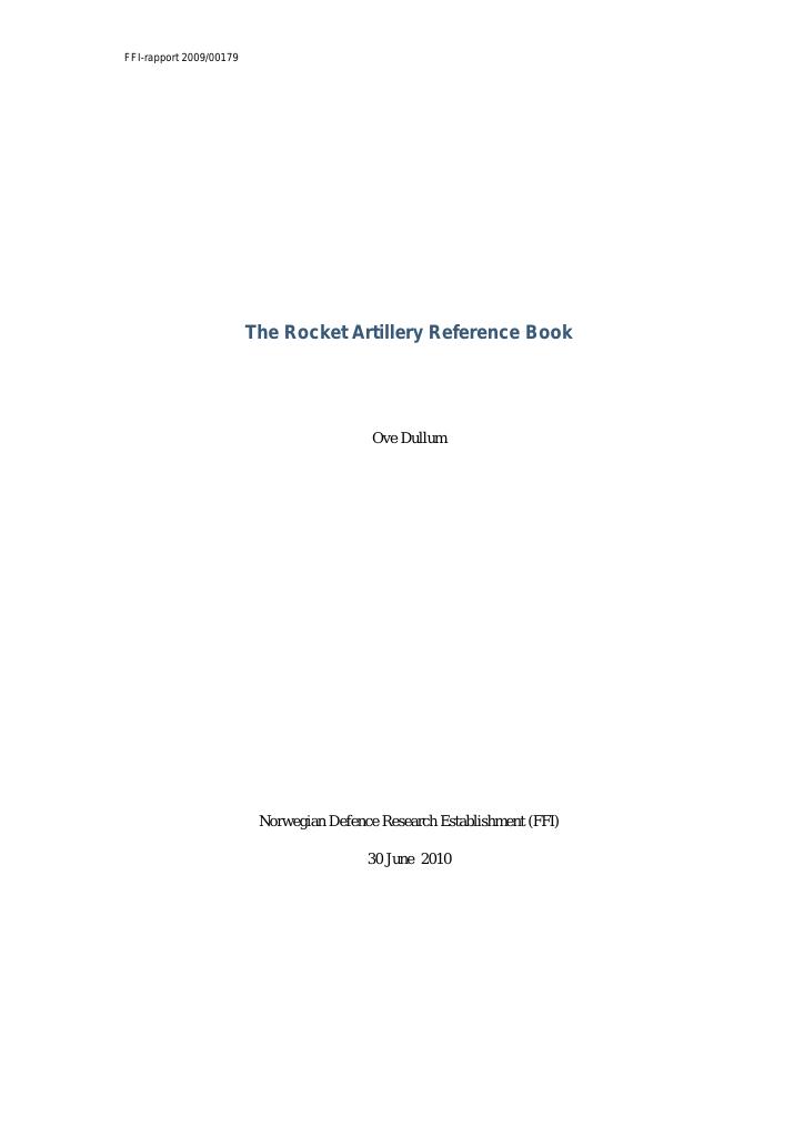 Forsiden av dokumentet The Rocket Artillery reference book