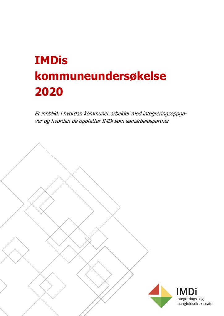 Forsiden av dokumentet IMDis kommuneundersøkelse 2020
