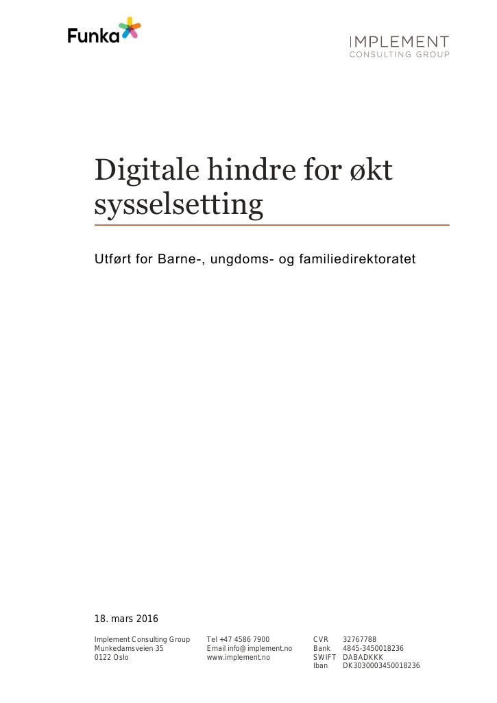 Forsiden av dokumentet Digitale hindre for økt sysselsetting