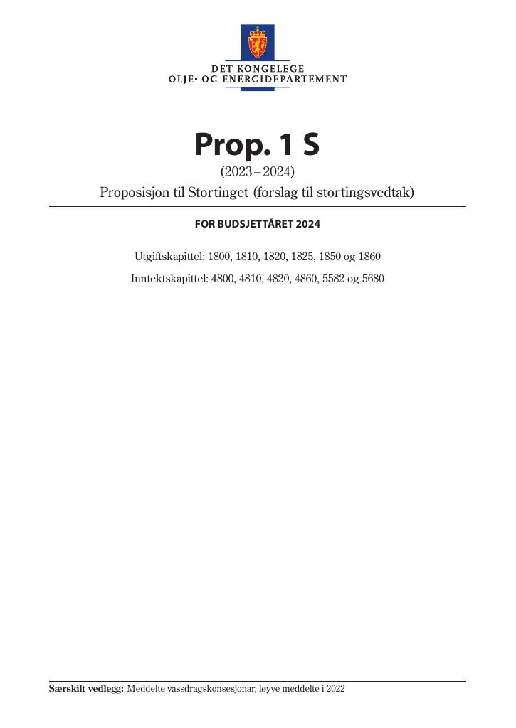 Forsiden av dokumentet Prop. 1 S (2023–2024)