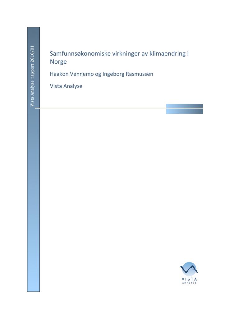 Forsiden av dokumentet Samfunnsøonomiske virkninger av klimaendring i Norge