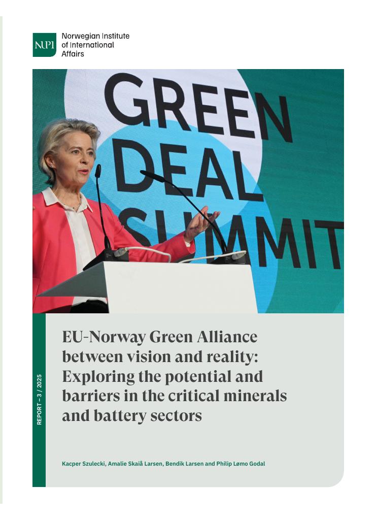 Forsiden av dokumentet EU-Norway Green Alliance between vision and reality: Exploring the potential and barriers in the critical minerals and battery sectors