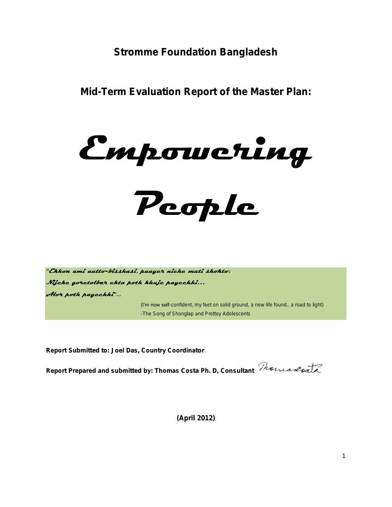 Forsiden av dokumentet Mid-Term Evaluation Report of the Master Plan; Empowering people