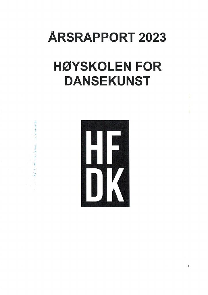 Forsiden av dokumentet Årsrapport Høyskolen for dansekunst 2023