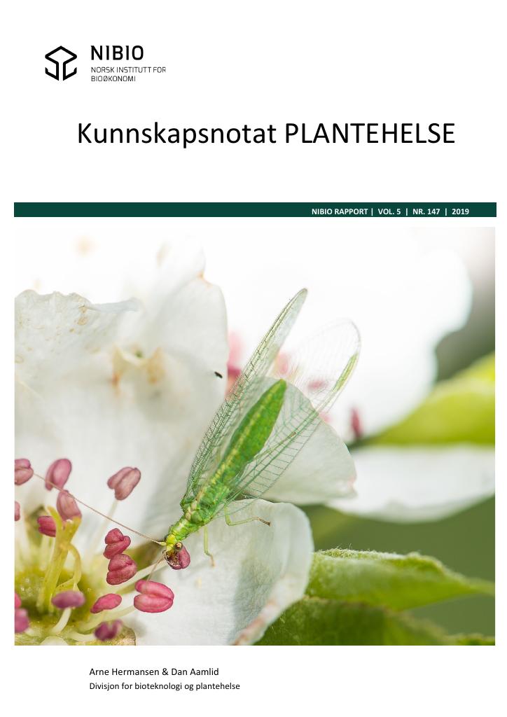 Forsiden av dokumentet Kunnskapsnotat PLANTEHELSE