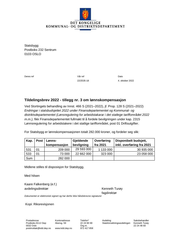 Forsiden av dokumentet tillegg3(pdf) 2022