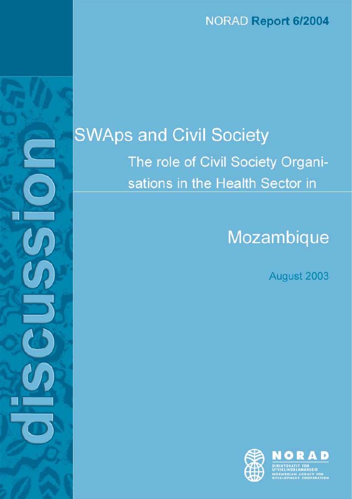 Forsiden av dokumentet SWAps and Civil Society: the role of civil society organisations in the health sector in Mozambique