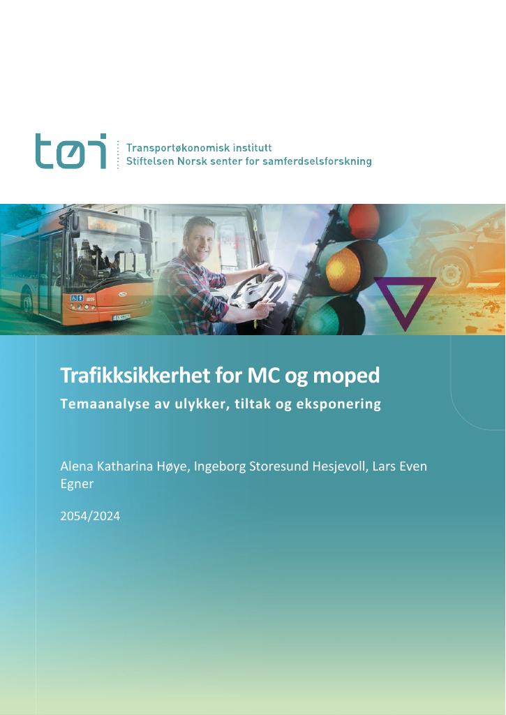 Forsiden av dokumentet Trafikksikkerhet for MC og moped : temaanalyse av ulykker, tiltak og eksponering