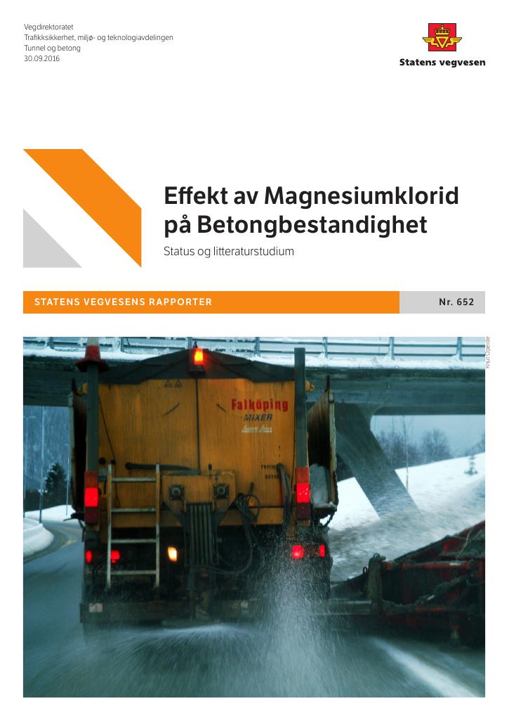Forsiden av dokumentet Effekt av Magnesiumklorid på Betongbestandighet